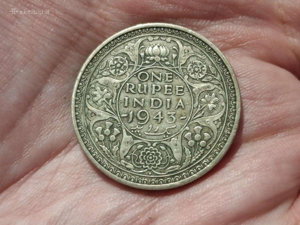 Indija 1 rupija 1943 sidabras