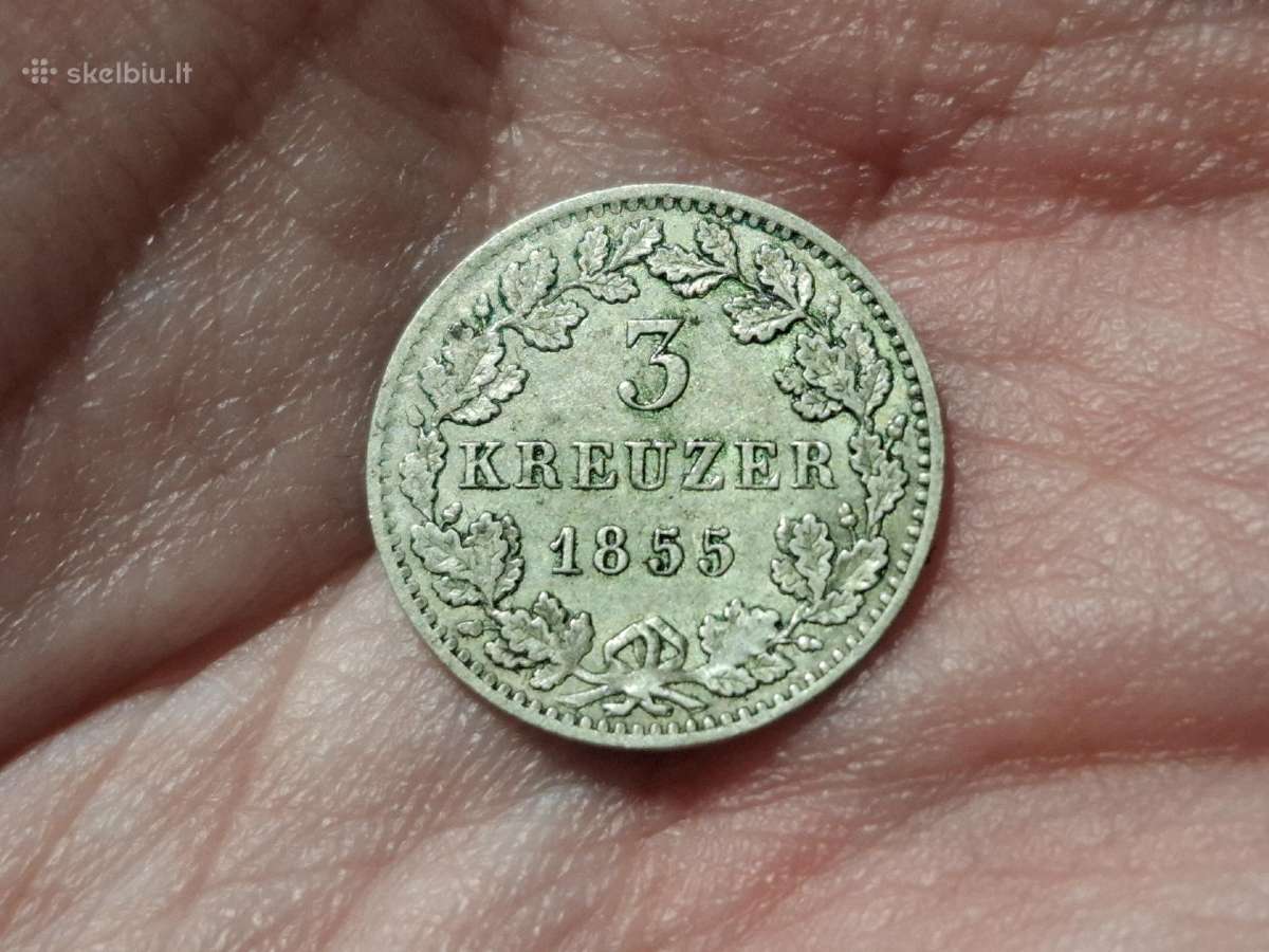 Bavarija 3 kreuzer 1855 sidabras