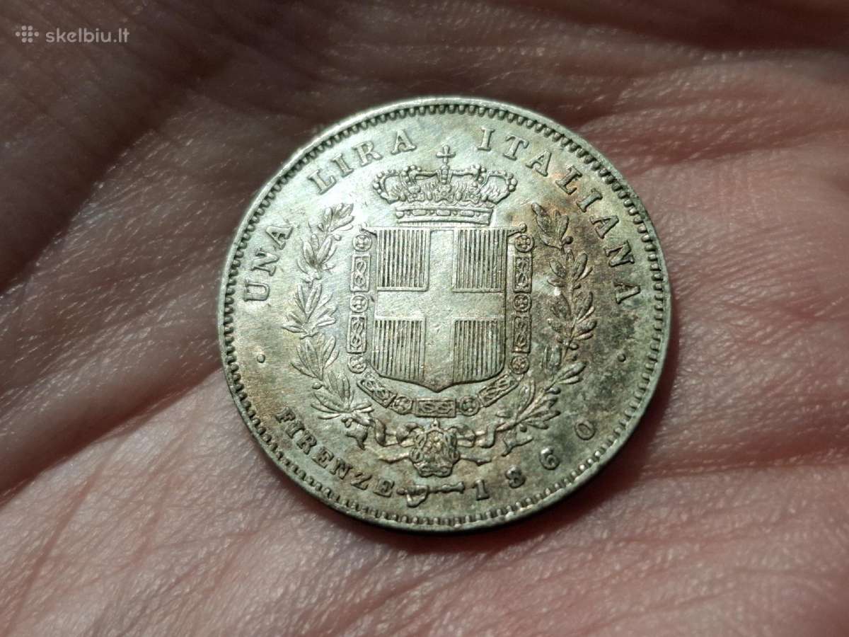Sardinija 1 lira 1860 sidabras
