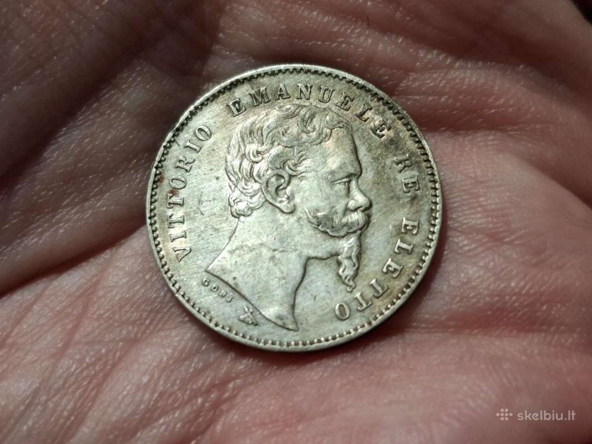 Sardinija 1 lira 1860 sidabras - nuotraukos Nr. 2
