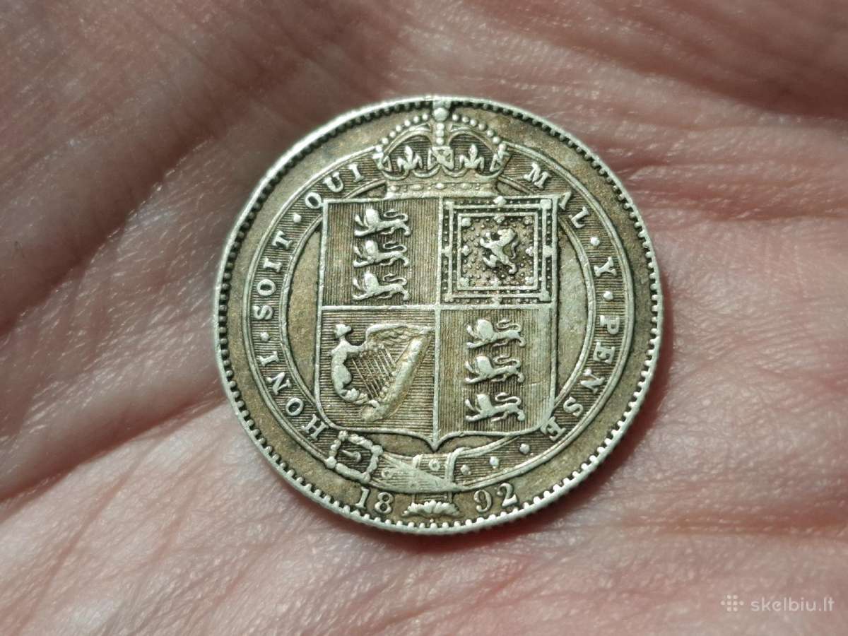 UK 1 šilingas 1892 sidabras