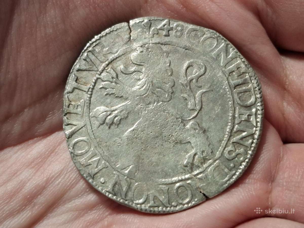 Olandija Liūto Taleris 1648 sidabras - nuotraukos Nr. 2