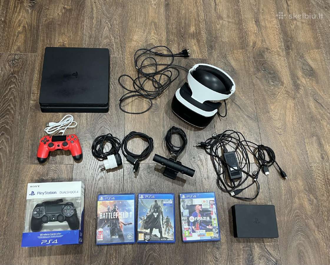 Playstation 4 slim 500gb/vr rinkinys V2/žaidimai 3