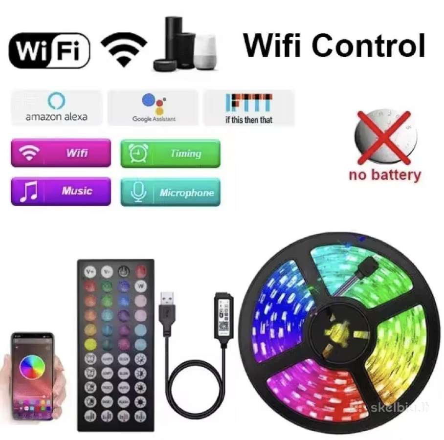 LED juosta 3m rgb su pulteliu ir appsu