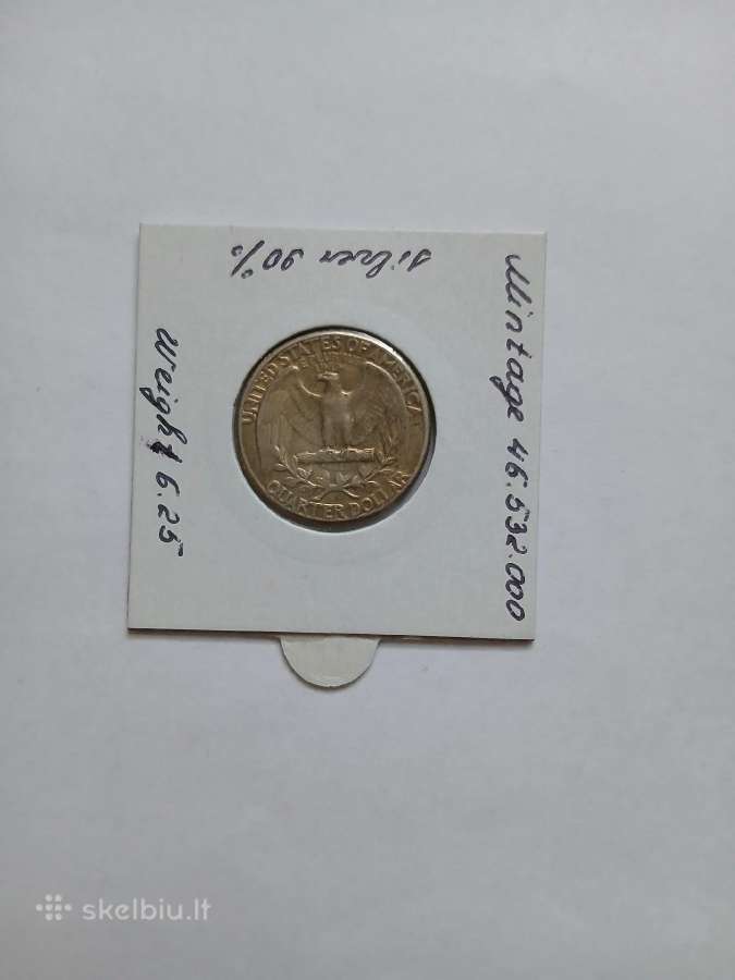 Sidabras JAV 1957 Kvoteris 5,625 gr 90% sidabro - nuotraukos Nr. 2