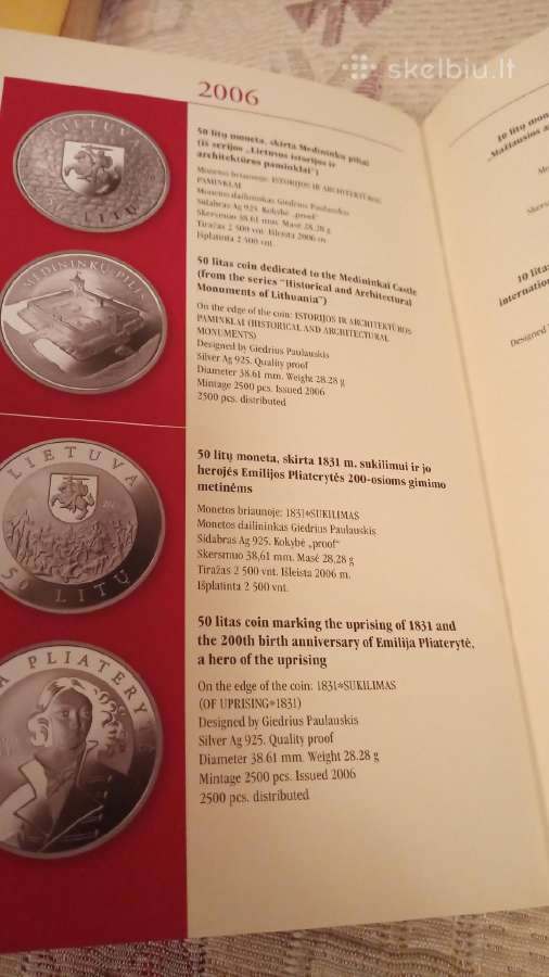 Lietuviškos kolekcinės monetos 1993-2009 m - nuotraukos Nr. 6