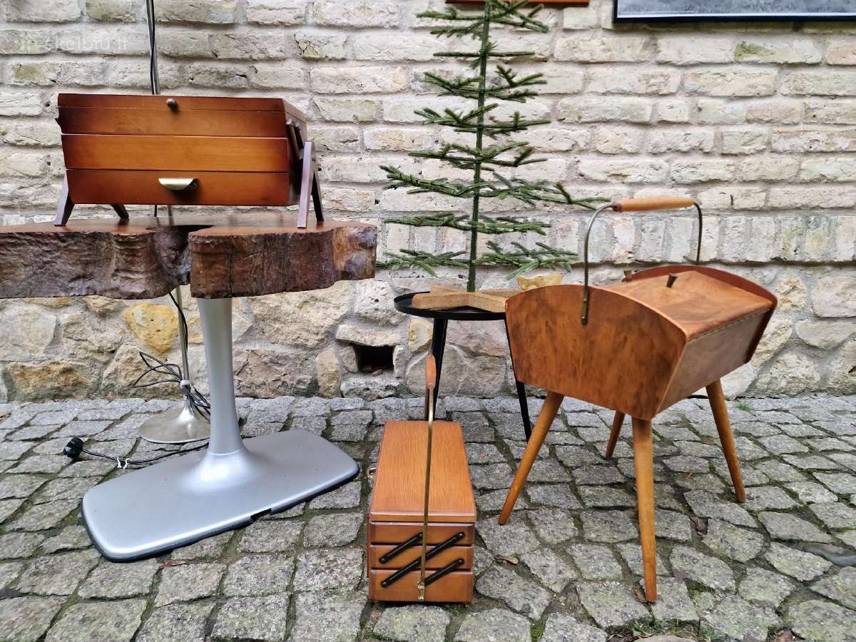 Vintažinės mid century rankdarbių dėžutės - nuotraukos Nr. 24
