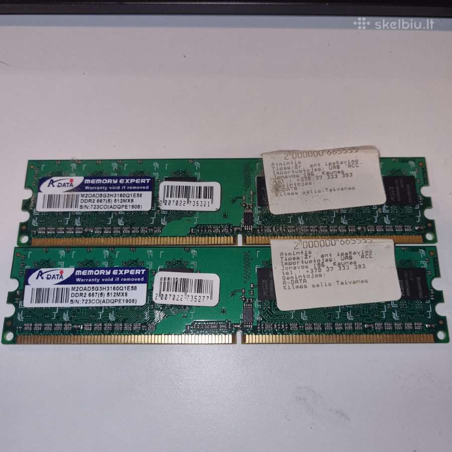 Adata Ddr2 512mb RAM moduliai