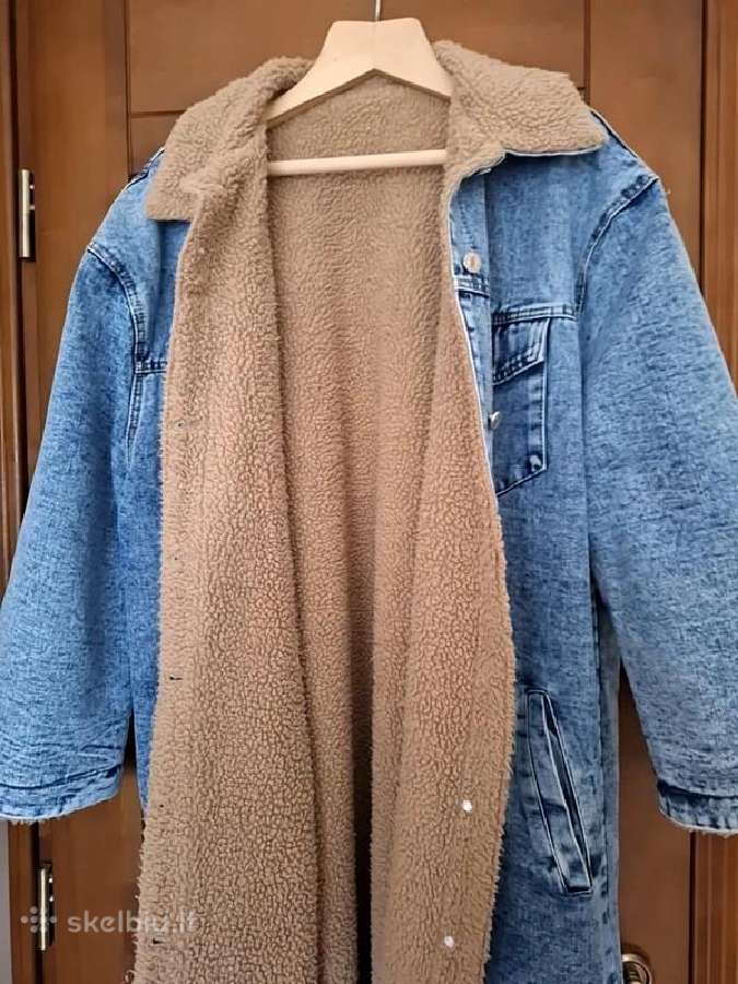 Džinsinis paltas su kailiuku - nuotraukos Nr. 2