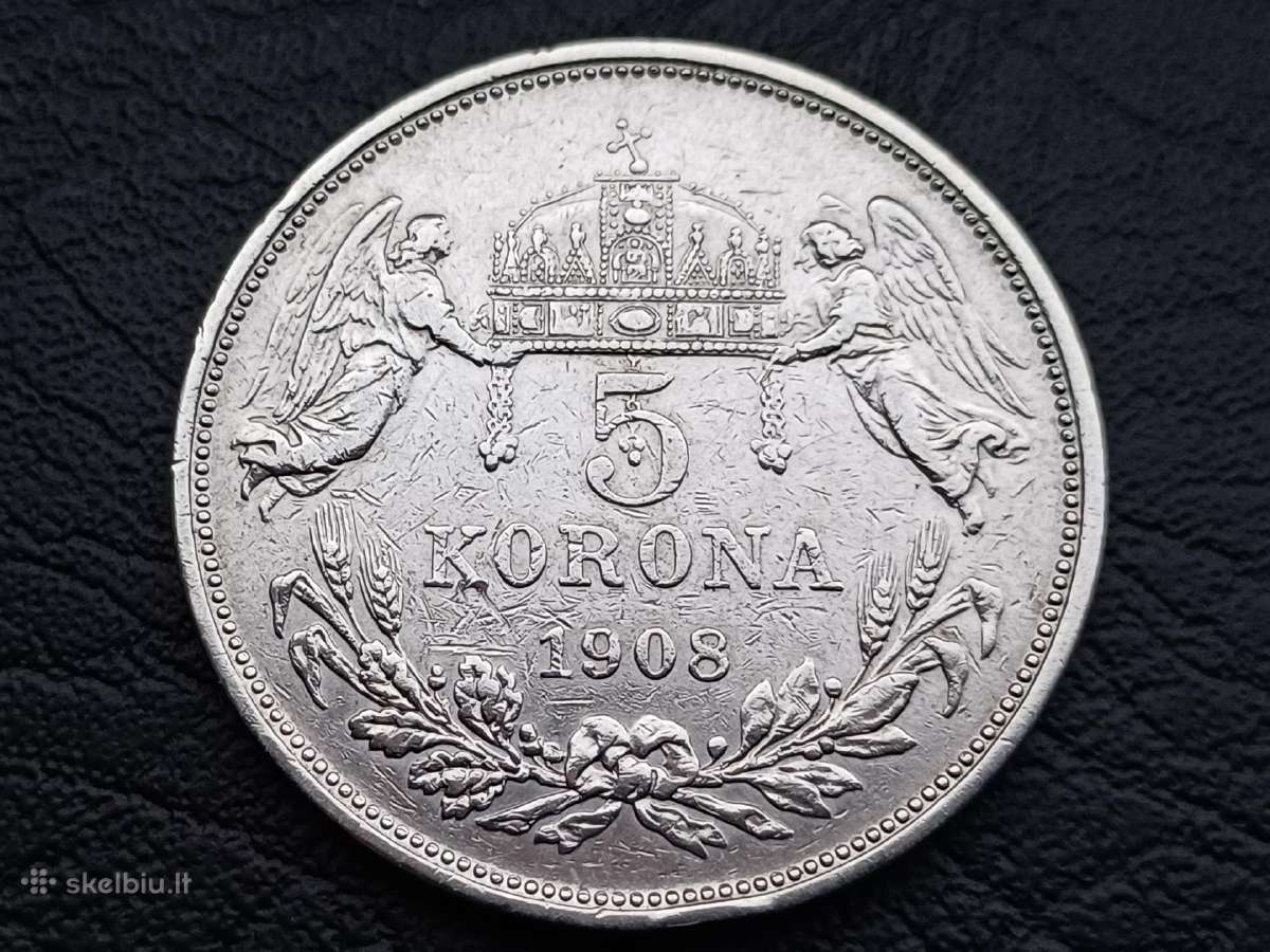 (647) 5 kronos 1908m. Austrija sidabras