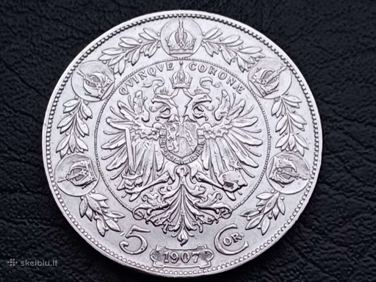 (673) 5 kronos 1907m. Austrija sidabras