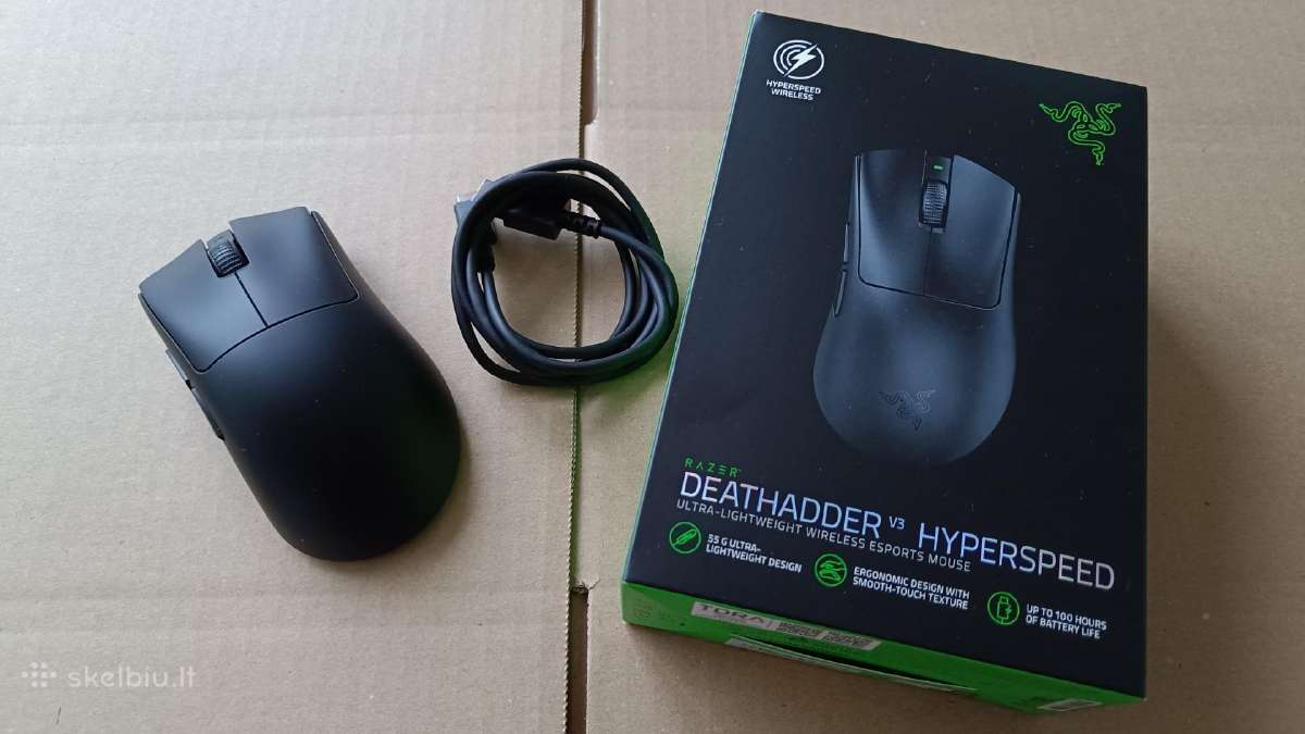 Razer Deathadder V3 Hyperspeed gaming pelė (nauja)