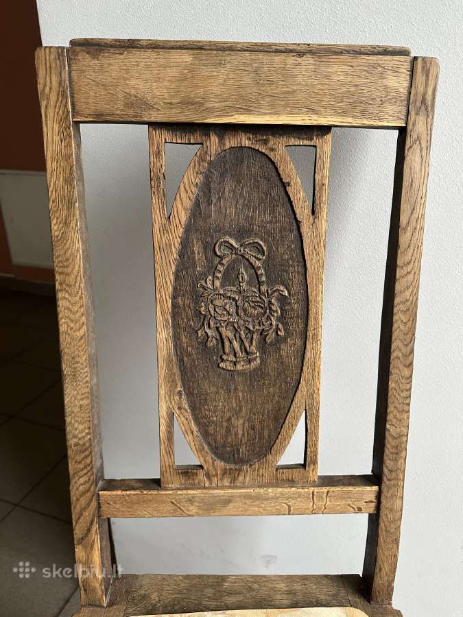 Šarmiška originali Antikvarinė sena ąžuolinė kėdė