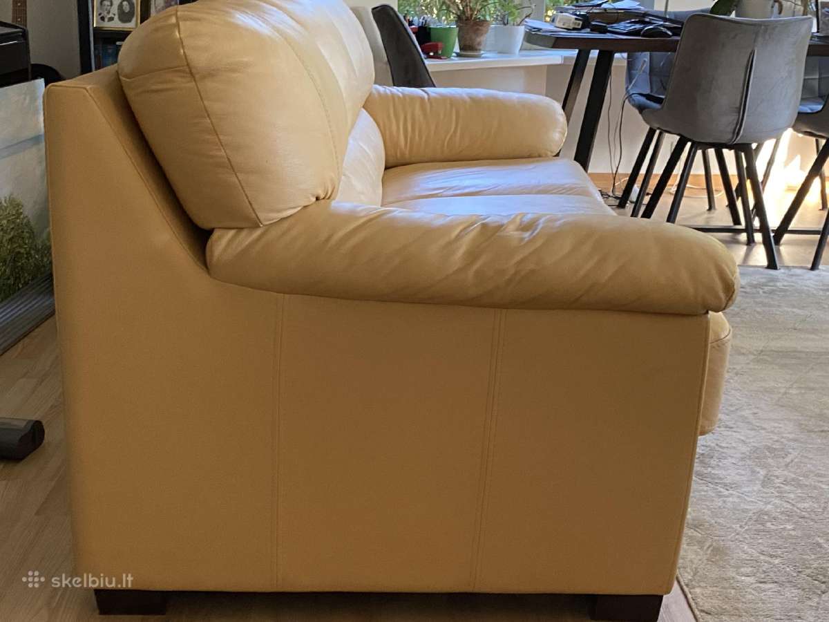 Odinė sofa- lova gelsva su ištrauk mechanizmu - nuotraukos Nr. 2