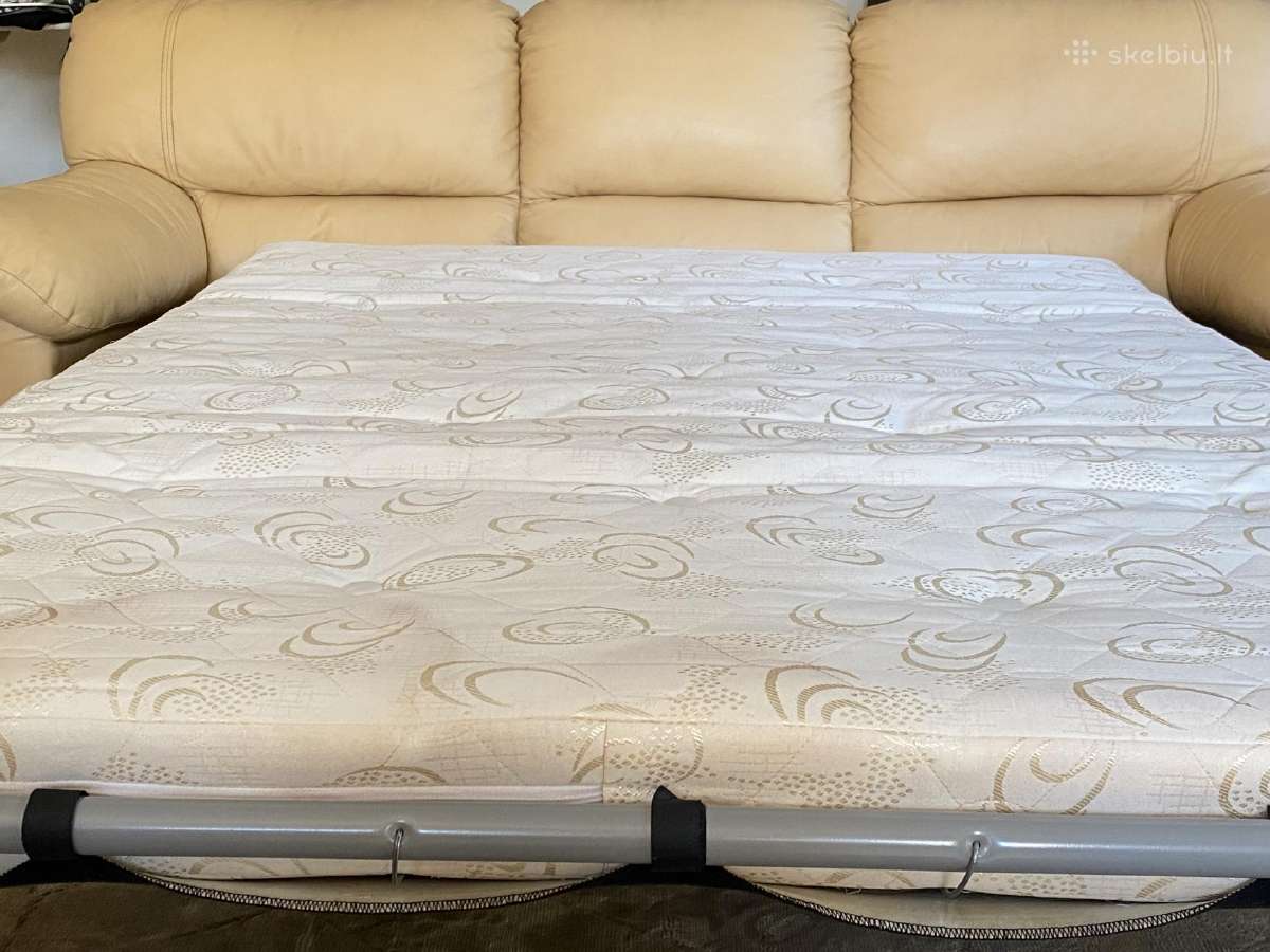 Odinė sofa- lova gelsva su ištrauk mechanizmu - nuotraukos Nr. 4