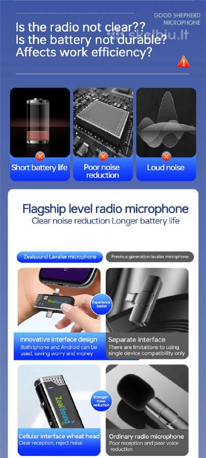Zealsound V7 Pro belaidžių mikrofonų komplektas - nuotraukos Nr. 7