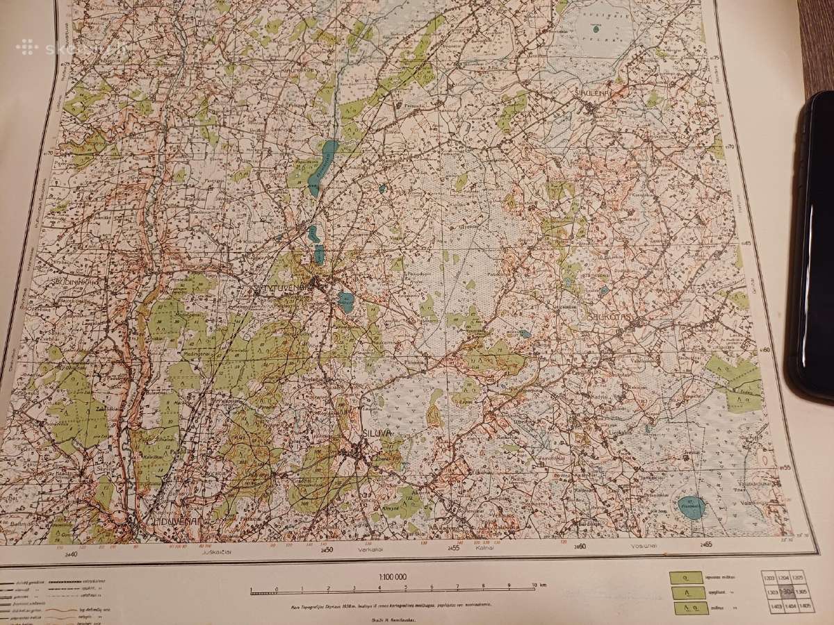 Parduodu žemėlapį šiluva-šiaulėnai,1938m