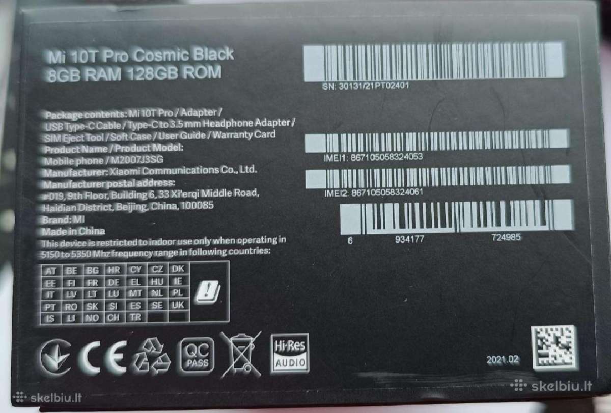 Xiaomi Mi 10t Pro 5G 8gb RAM 128gb rom - nuotraukos Nr. 3