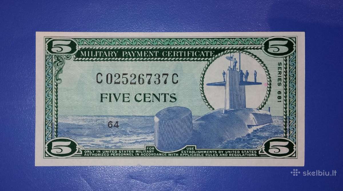 JAV "Kariniai" 5 centu banknotas