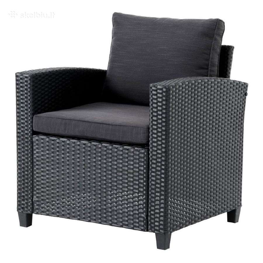 Skandinaviškas tamsus pintas krėslas - fotelis - nuotraukos Nr. 6