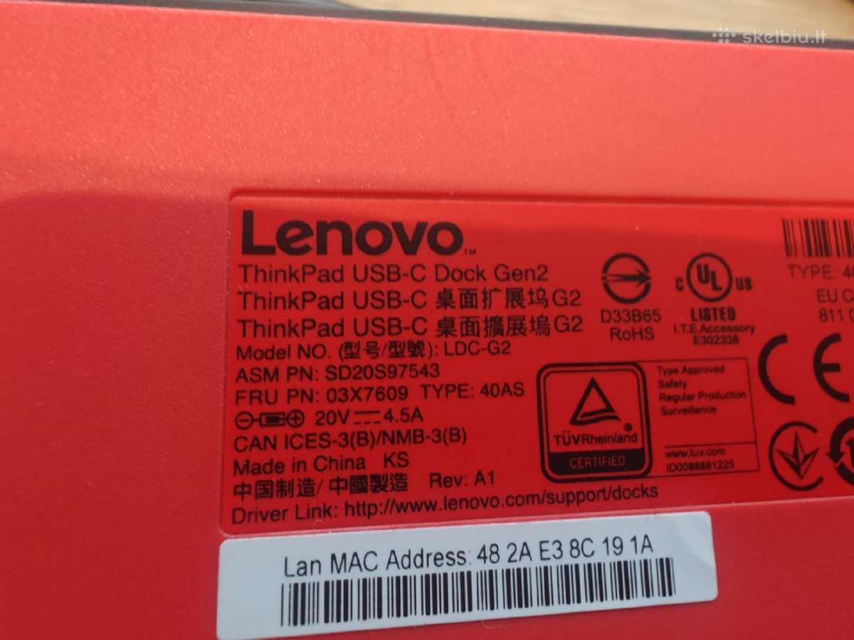 Lenovo 40as Thinkpad Usb-c Dock Gen 2 - nuotraukos Nr. 4