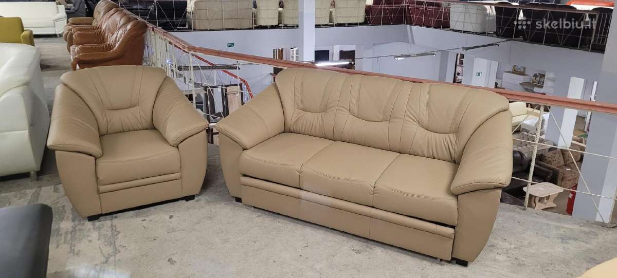 Nauji Odiniai Baldai Sofa - lova ir Fotelis - nuotraukos Nr. 2