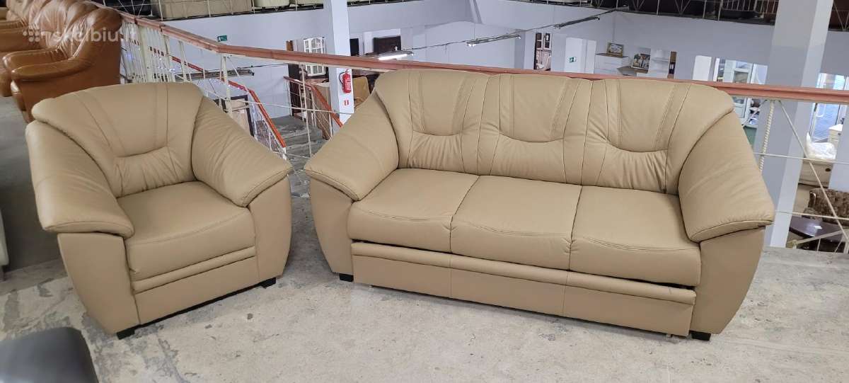 Nauji Odiniai Baldai Sofa - lova ir Fotelis - nuotraukos Nr. 3