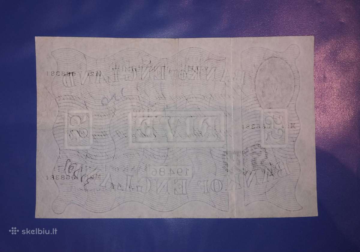 Anglijos 5 svarų banknotas - nuotraukos Nr. 2