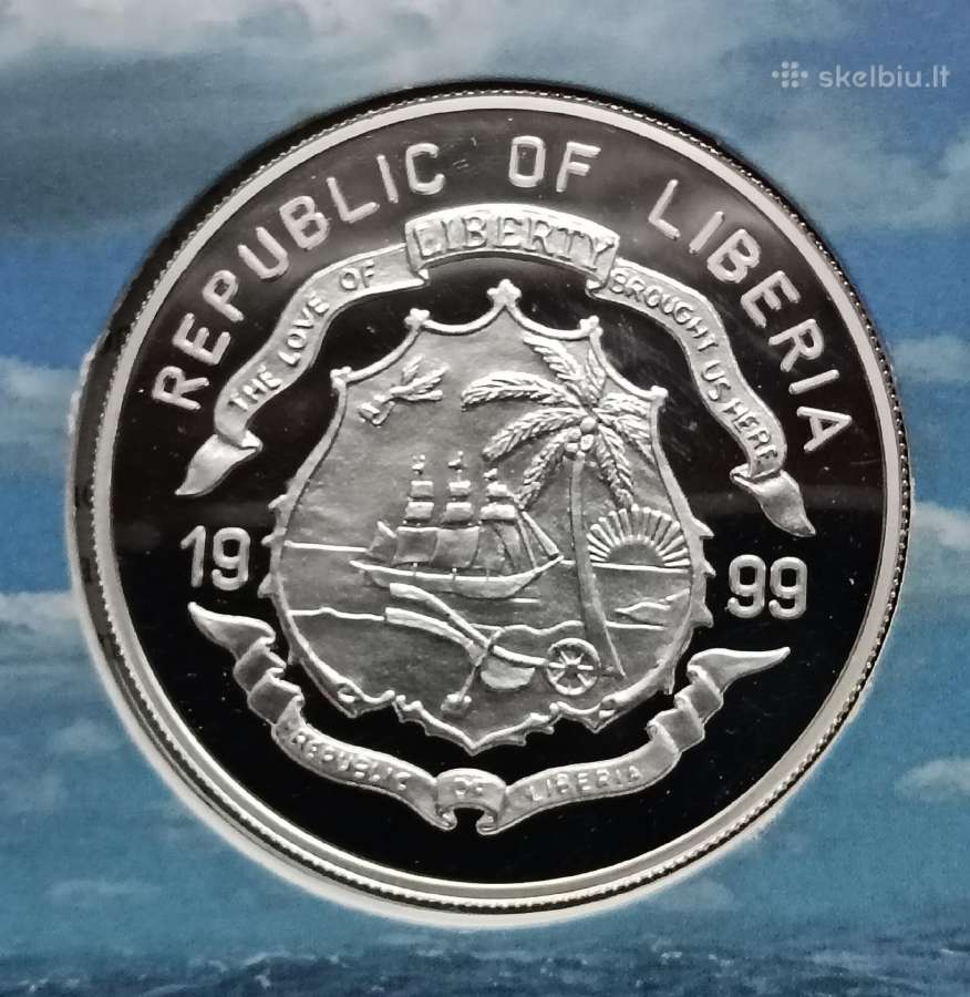 Uncija sidabro Liberijos 10 dolerių 1999 - nuotraukos Nr. 2