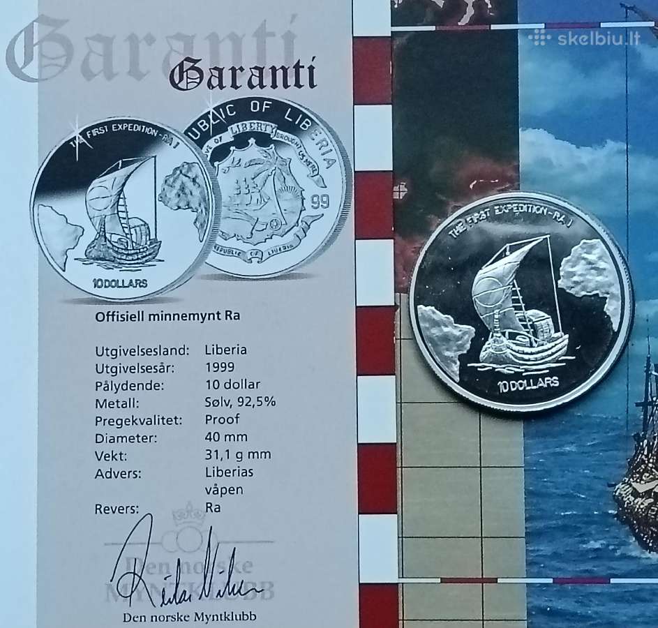 Uncija sidabro Liberijos 10 dolerių 1999 - nuotraukos Nr. 3