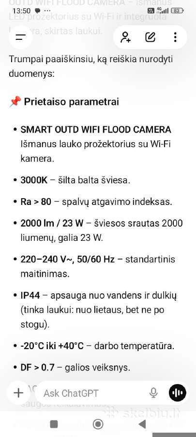 Smart Outd WiFi Flood Cameraišmanus lauko prožek. - nuotraukos Nr. 6