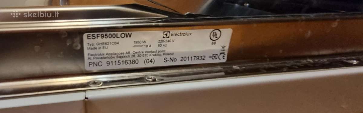 Elektrolux esf9500low garantiya 2028.11.10 - nuotraukos Nr. 5