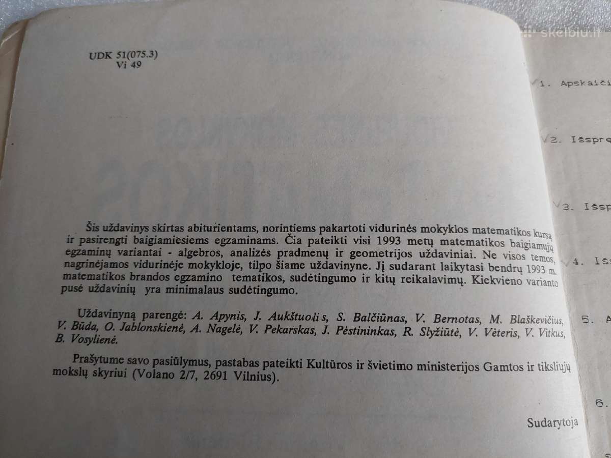 Matematikos kurso kartojimo uždavinynas - nuotraukos Nr. 3