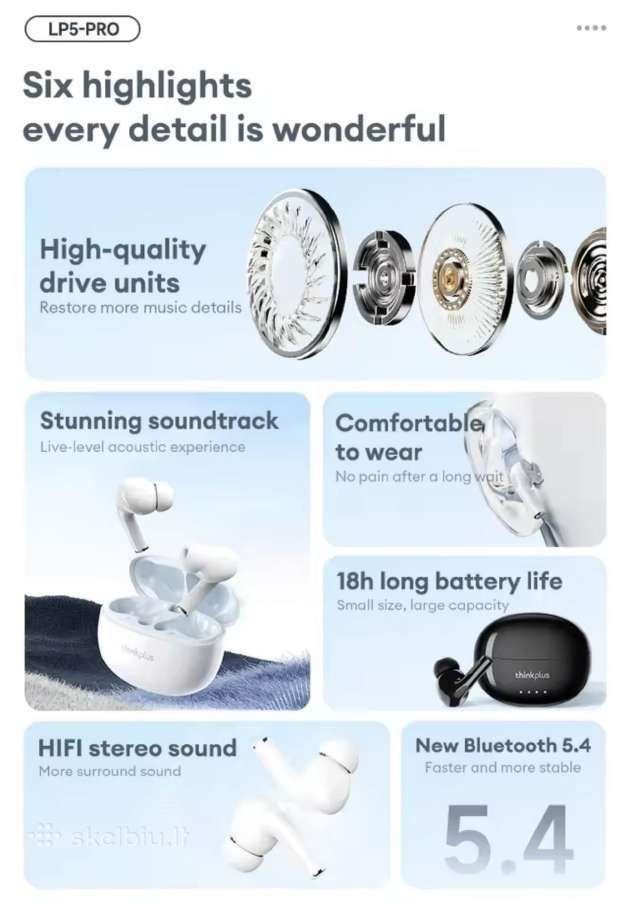 Lenovo Lp5 pro ausinės earbuds - nuotraukos Nr. 4