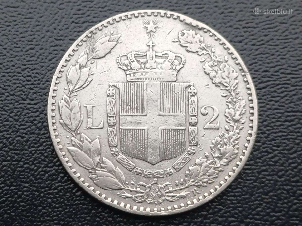 2 liros 1887m. Italija sidabras