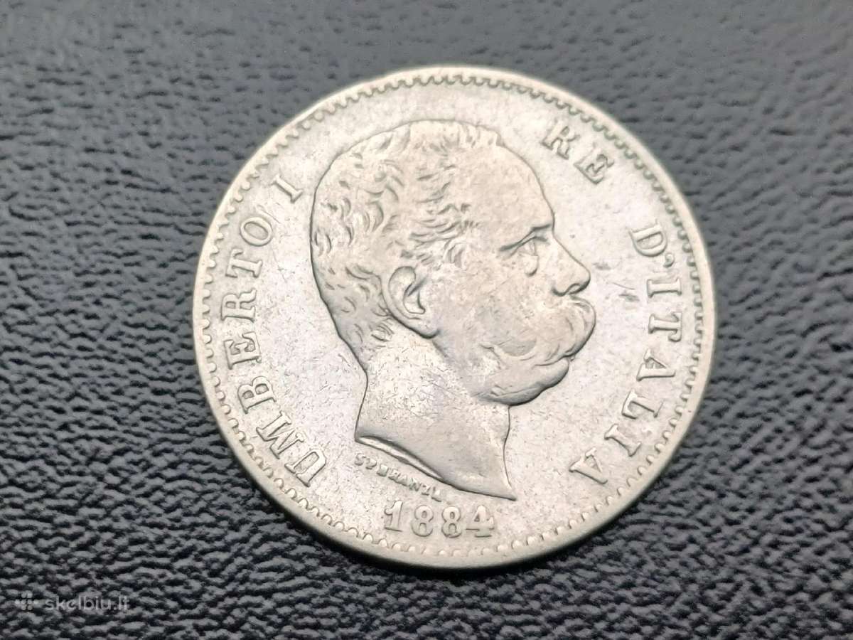 1 lira 1884m. Italija - nuotraukos Nr. 2