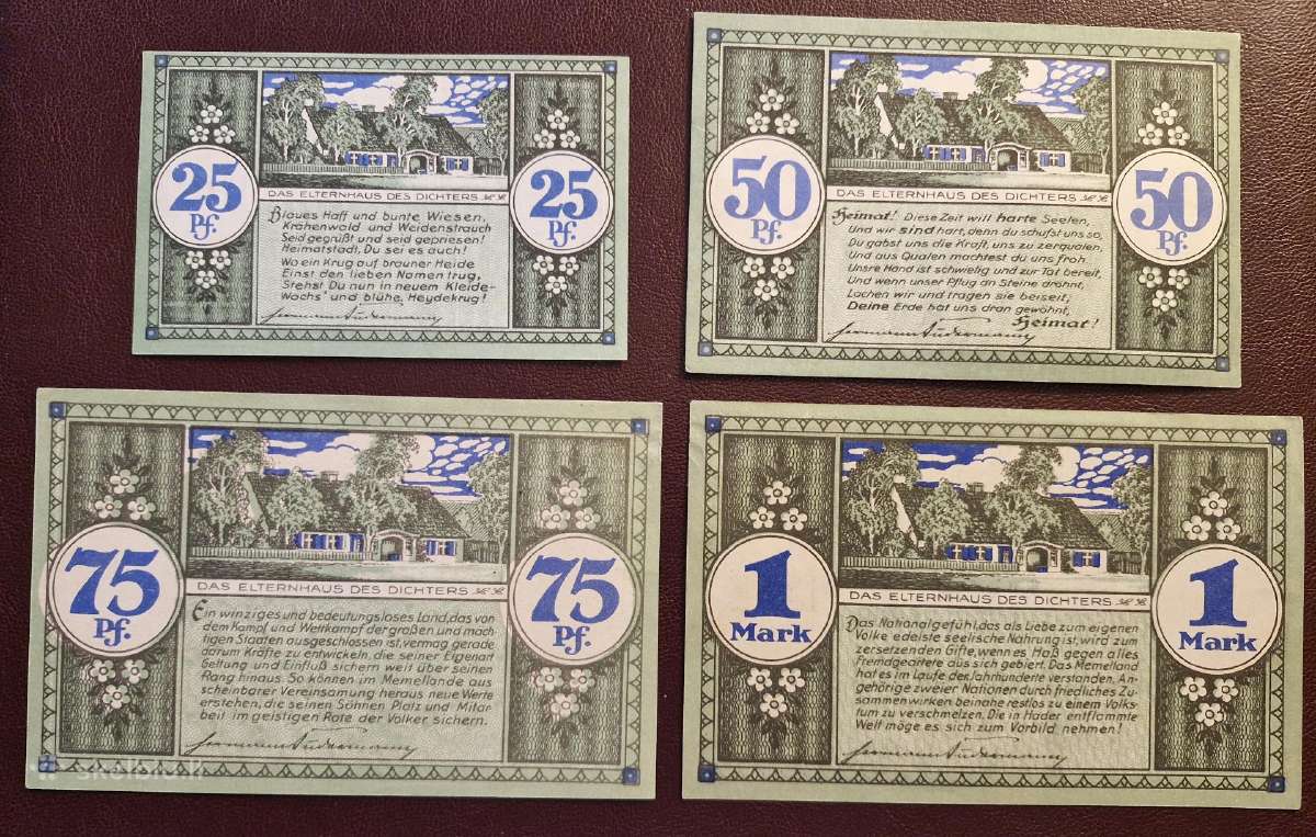 25, 50, 75 Pfennig ir 1 Mark Šilutė Unc stovio - nuotraukos Nr. 2