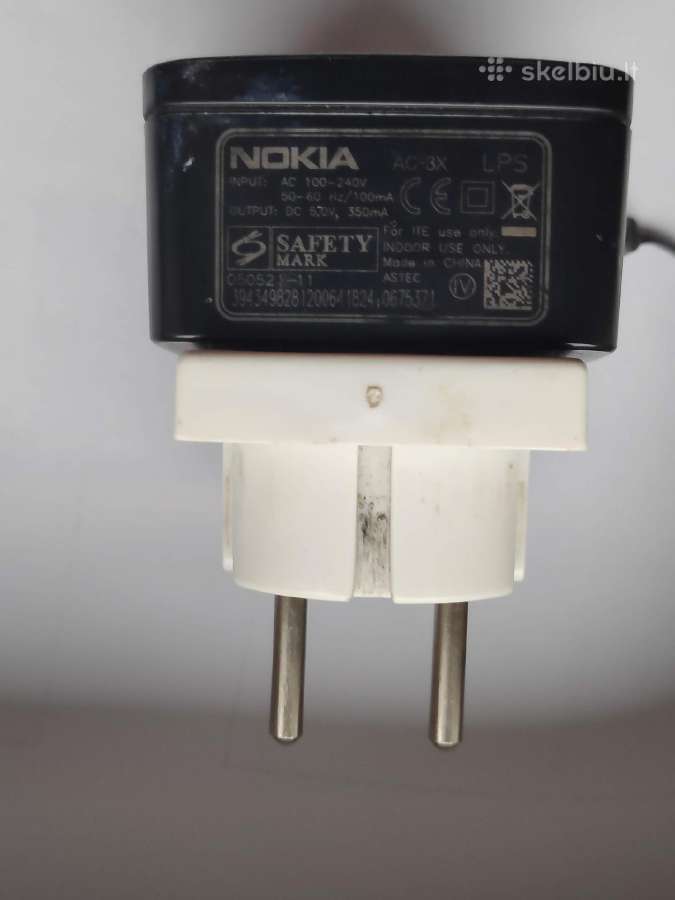 Nokia įkroviklis su adapteriu UK->eu - nuotraukos Nr. 3