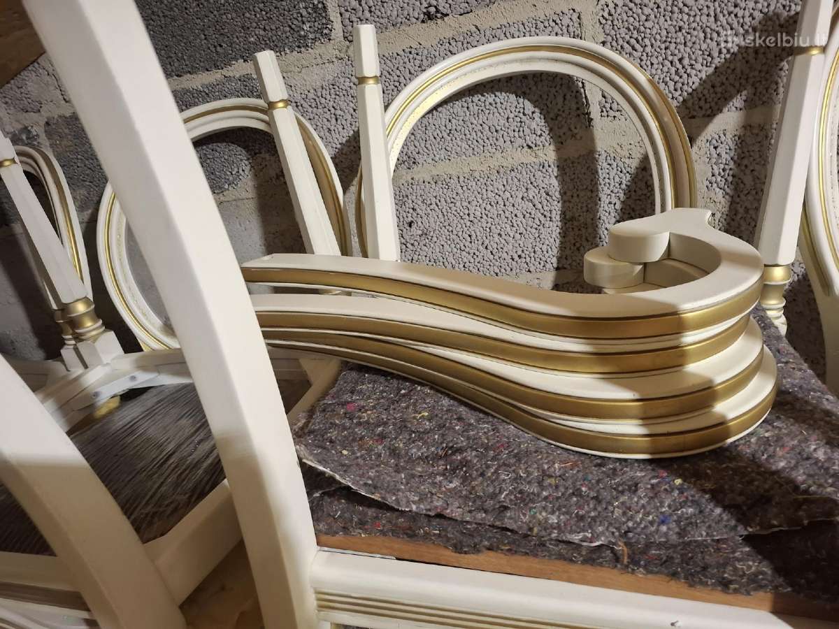 Kėdės restauruotos baltos su auksu, 6 vnt - nuotraukos Nr. 4