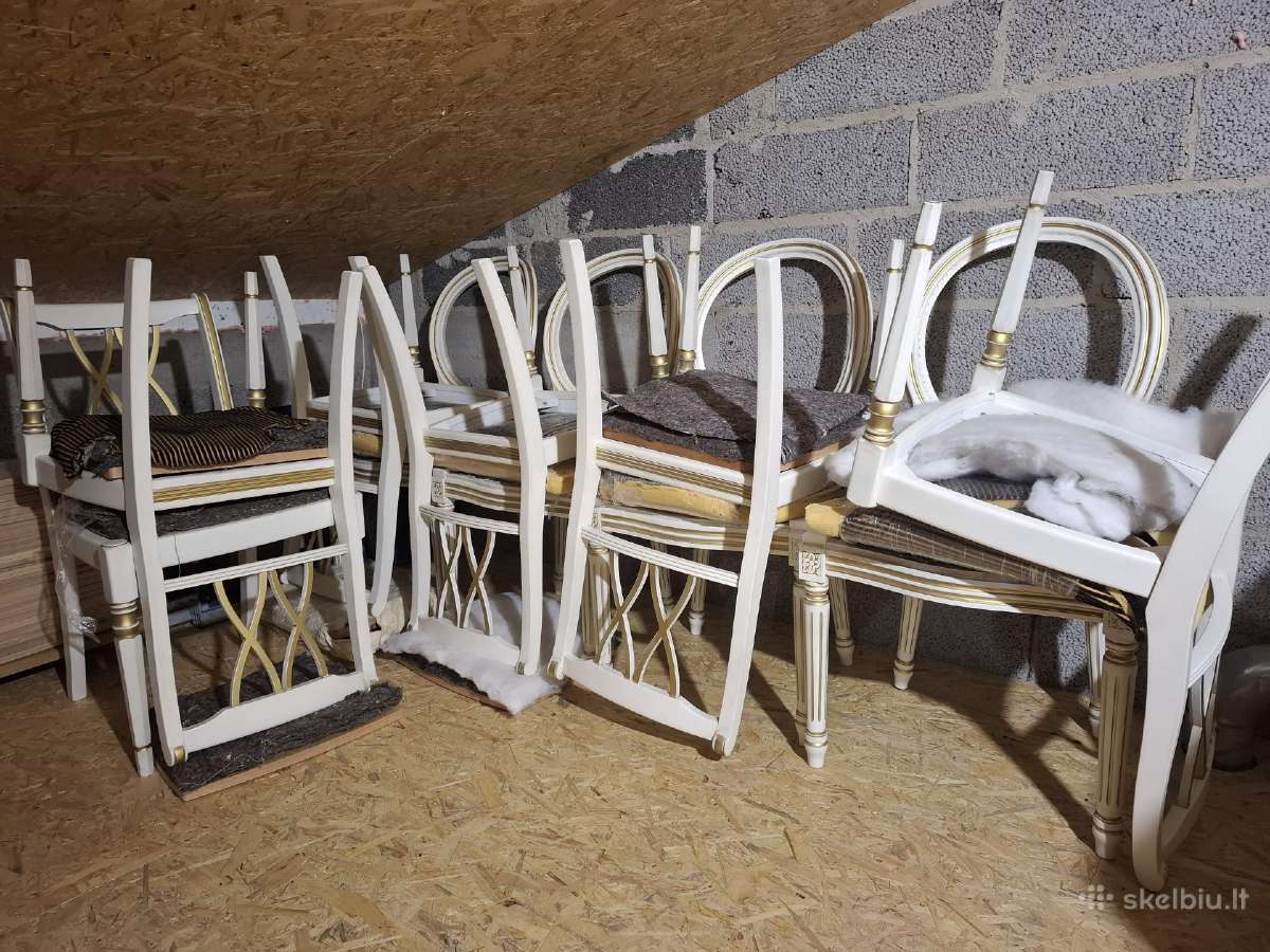 Kėdės restauruotos baltos su auksu, 6 vnt - nuotraukos Nr. 7