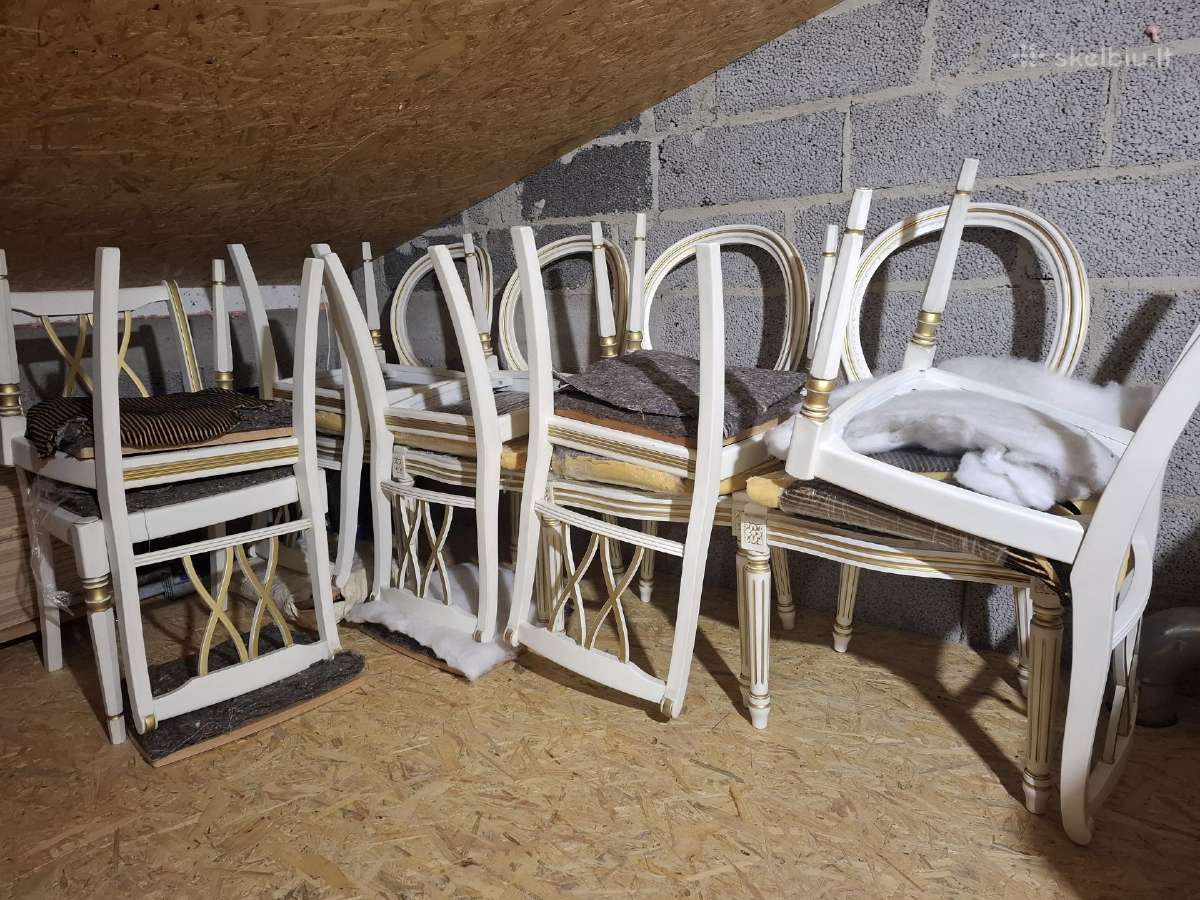 Kėdės restauruotos baltos su auksu, 6 vnt - nuotraukos Nr. 8