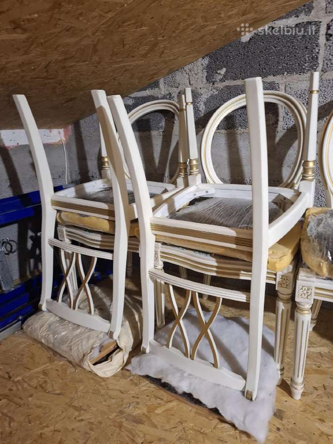 Kėdės restauruotos baltos su auksu, 6 vnt - nuotraukos Nr. 9