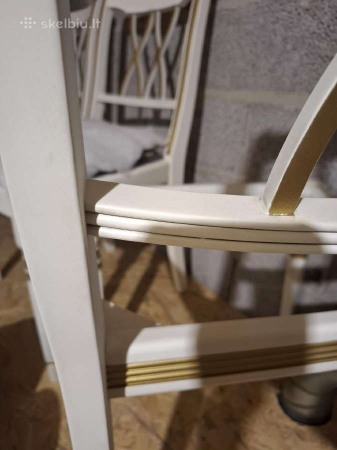 Kėdės restauruotos baltos su auksu, 6 vnt - nuotraukos Nr. 11