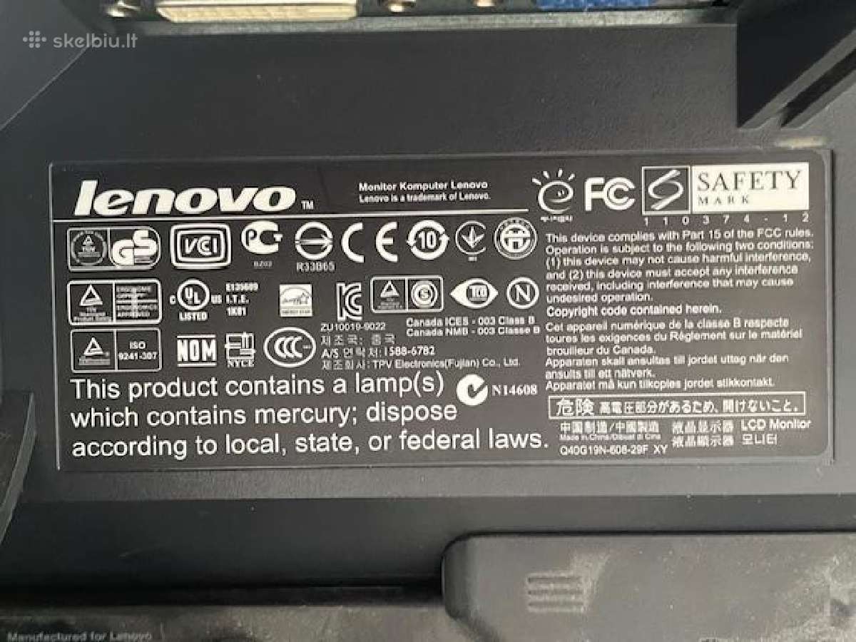 Lenovo 19 coliu LCD monitorius su kolonėlėm 15 Eur - nuotraukos Nr. 3