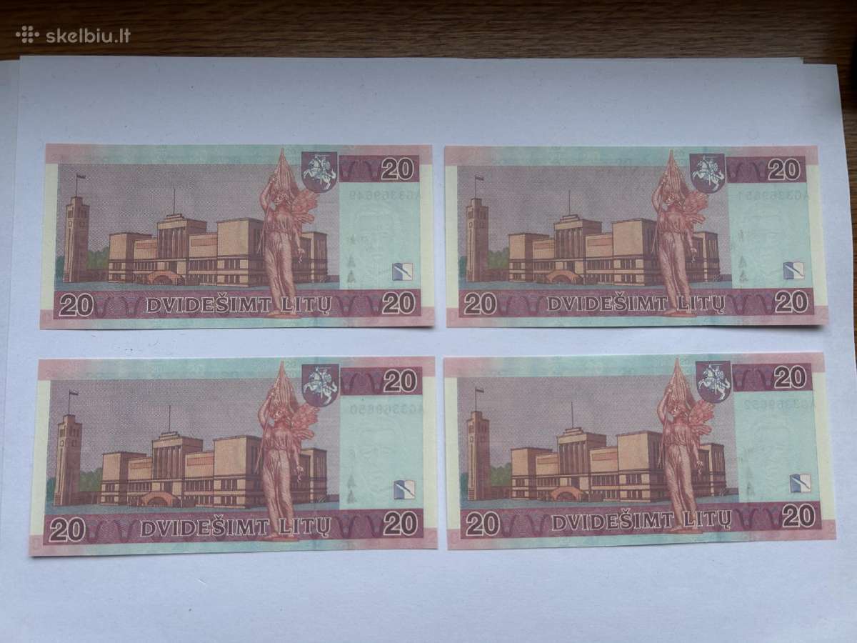 Keturi 20 Litų banknotai 2007 m. Unc - nuotraukos Nr. 2