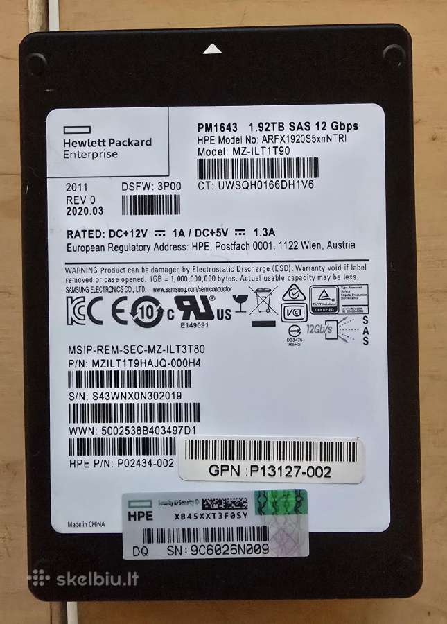 2.5" Sas SSD 200gb 3.84tb 7.68tb 15.36tb 30.72tb - nuotraukos Nr. 2