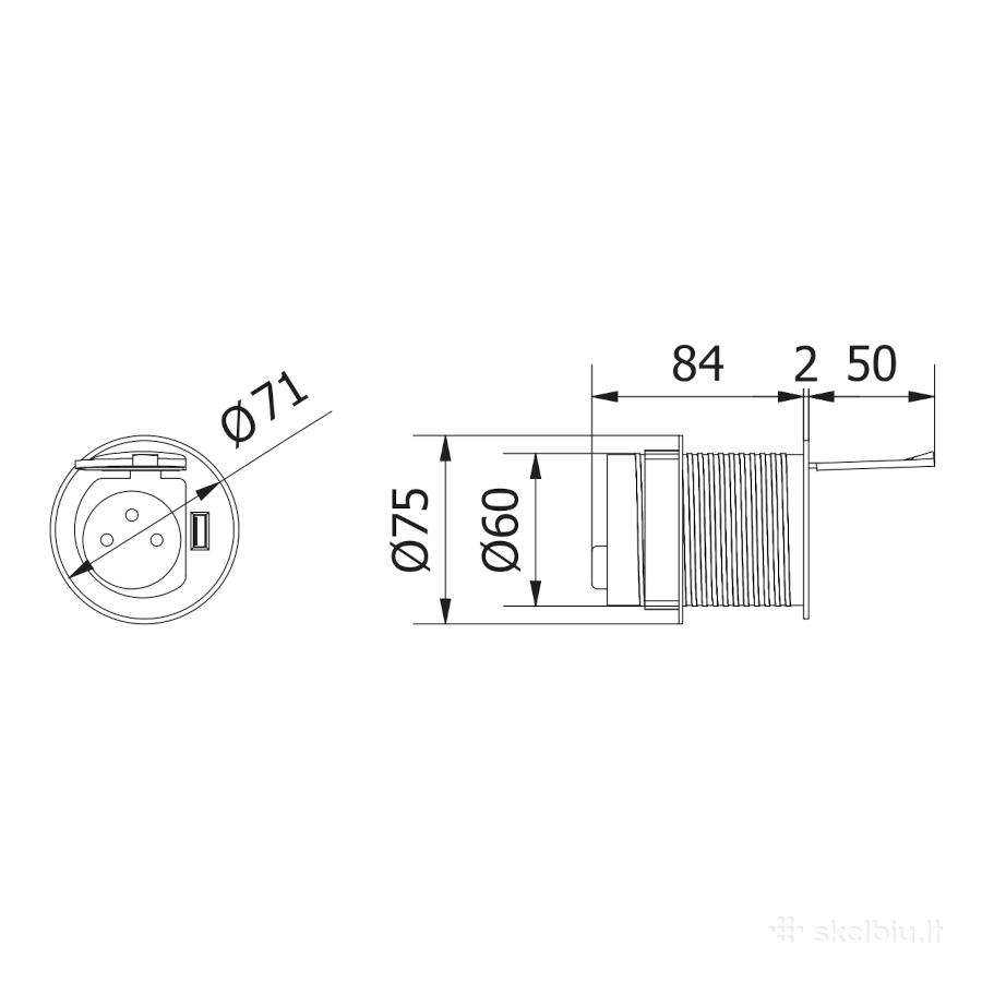 Rozečių blokas N00131 (1 kištukinis + 1 Usb) - nuotraukos Nr. 5