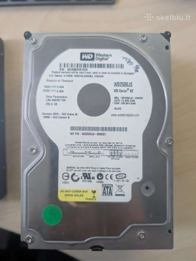 250gb Wd diskas 3 Eur