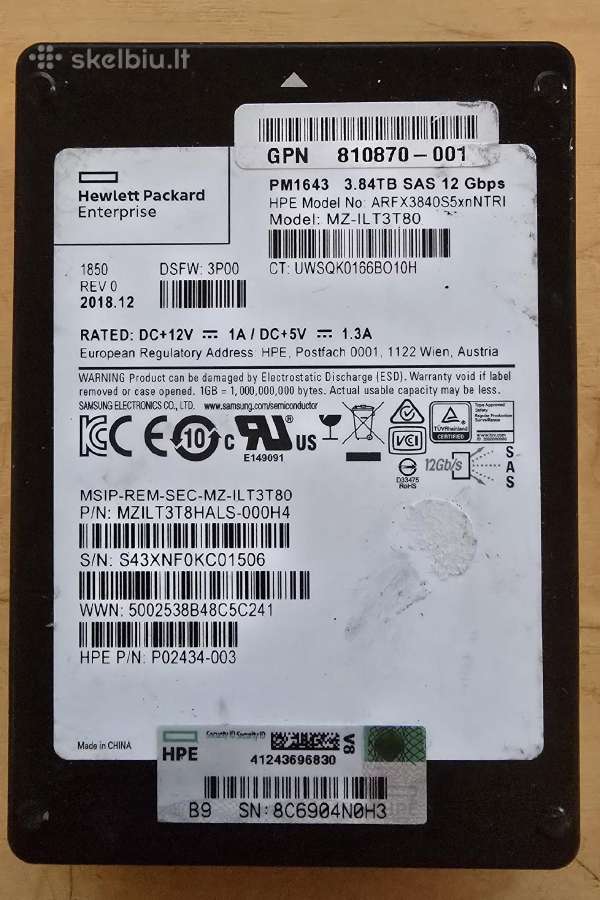 2.5" Sas SSD 200gb 3.84tb 7.68tb 15.36tb 30.72tb - nuotraukos Nr. 8