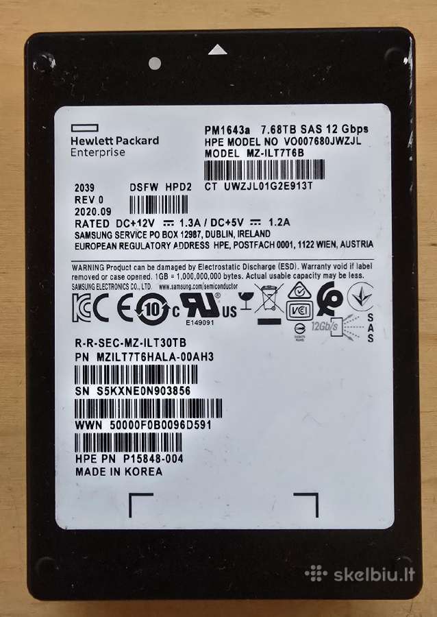 2.5" Sas SSD 200gb 3.84tb 7.68tb 15.36tb 30.72tb - nuotraukos Nr. 10